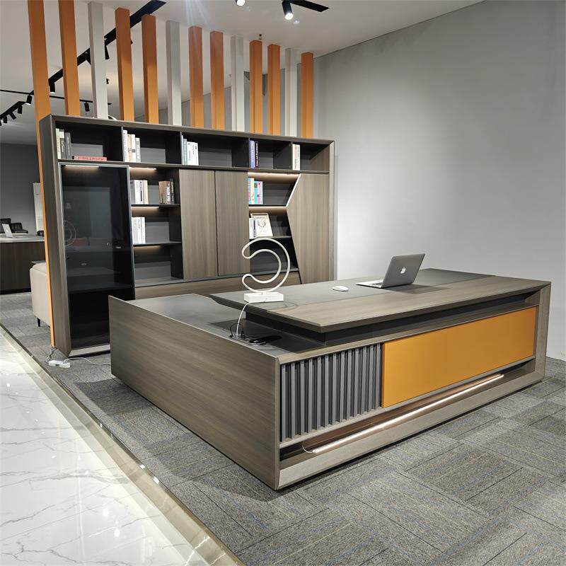 新中式老板桌简约办公桌总裁桌单人办公室家具现代大班台桌椅组合