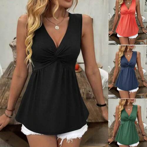 Womens Tank Tops Loose Fit 2026 Spring Summer Babydoll Twist