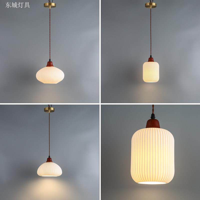 日式侘寂风复古陶瓷餐厅灯vintage北欧中古实木民宿阳台床头吊灯