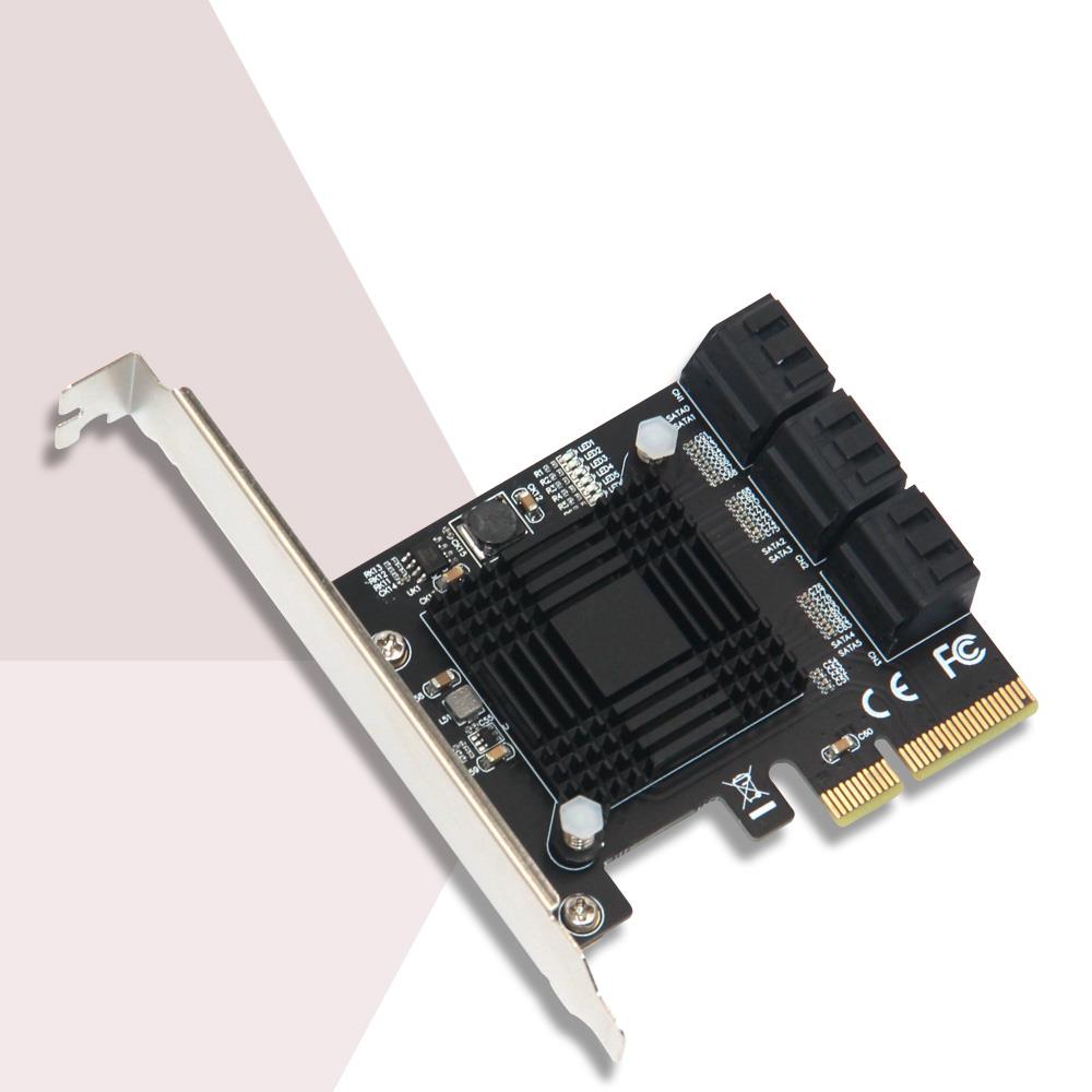PCI-E转SATA3.0扩充卡4口6G PCIE转SATA3.0转接SSD固态IPFS硬碟卡