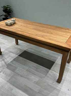 蹄老榆板木茶复古原木34789风化老门桌餐桌家用书桌长桌椅束腰中