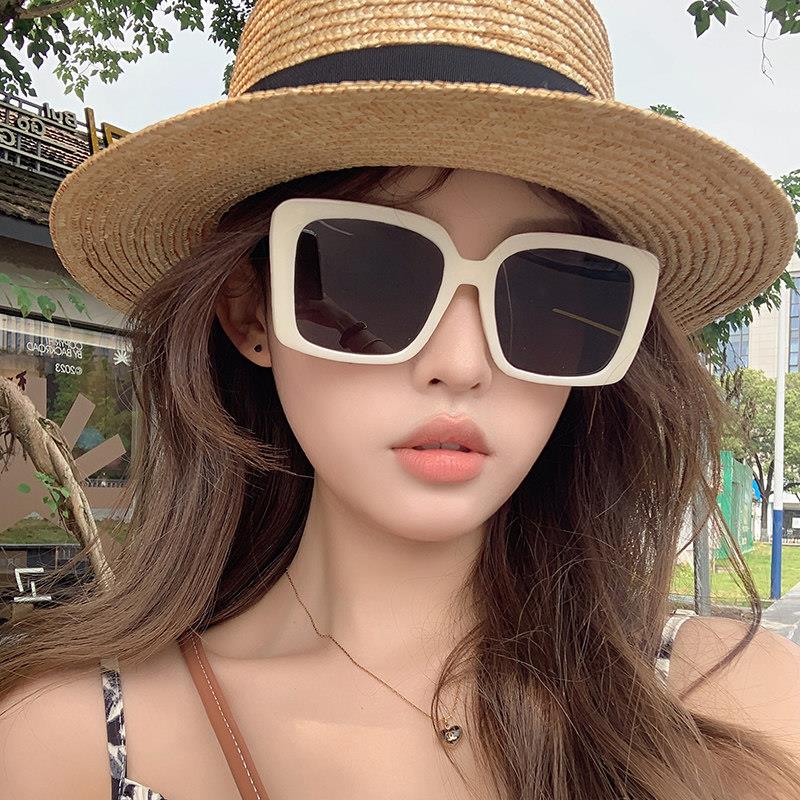 白色大方框太阳眼镜女遮阳欧美大脸显瘦开 车抗UV偏光太阳镜网红