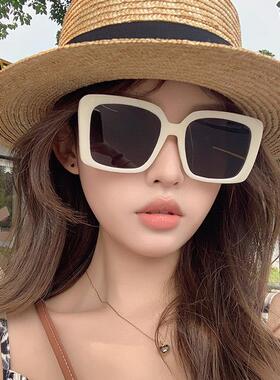 白色大方框太阳眼镜女遮阳欧美大脸显瘦开 车抗UV偏光太阳镜网红