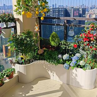 不锈钢定制阳台异形花箱露台转角花池圆弧形花坛别墅创意花槽组合