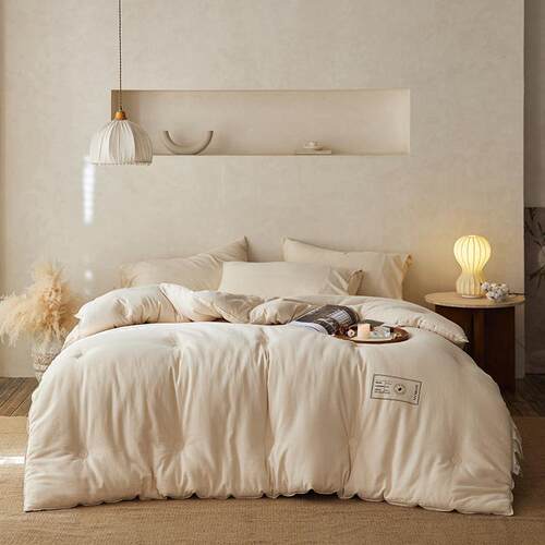 A类秋冬新款双针亚麻棉20%大豆纤维填充春秋被冬被单双人秋冬盖被