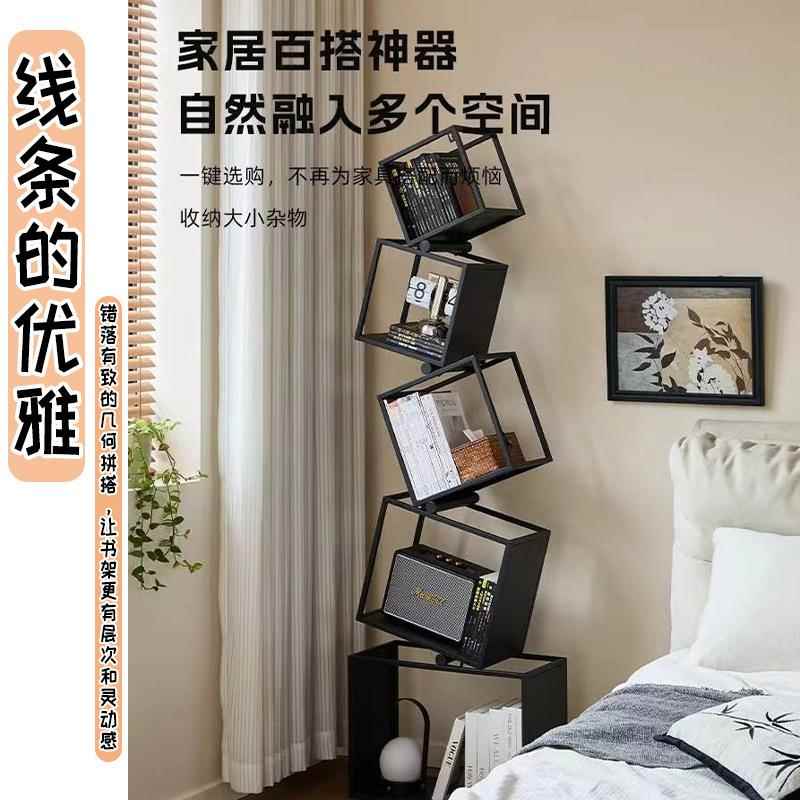 红异形架转角网立式创意铁艺书架地现无品牌/代简约置物书柜客落