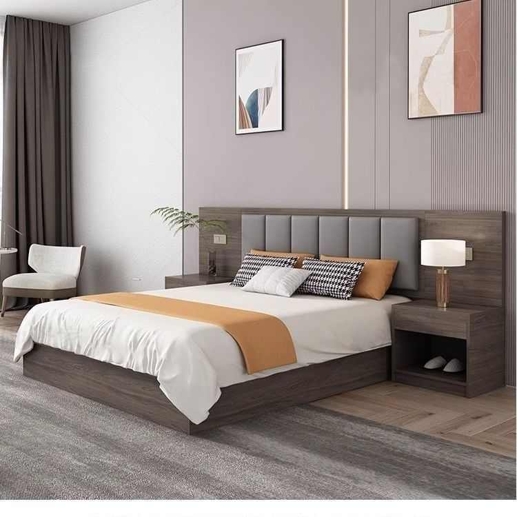 宾馆专用床酒店标间成套家具公寓板式床民宿全套出租房简易双人床