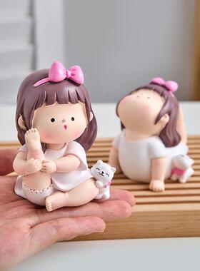 直销新款BK9K可爱解压女生办公室桌面瑜伽女孩情绪稳定系小摆件车