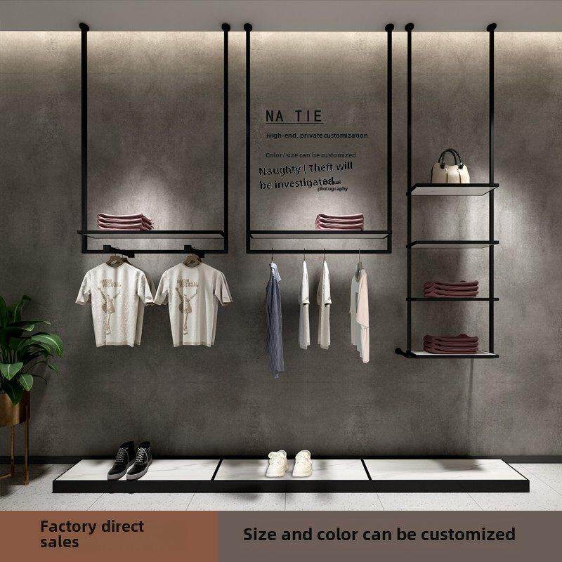 服装店展示架展示架悬挂男女服装店货架壁挂衣架悬挂婚纱衣架黑色