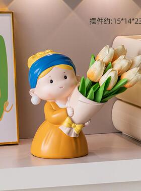 新款进门玄关匙收耳纳摆件戴珍珠环少女创意客厅酒钥礼柜装饰品乔