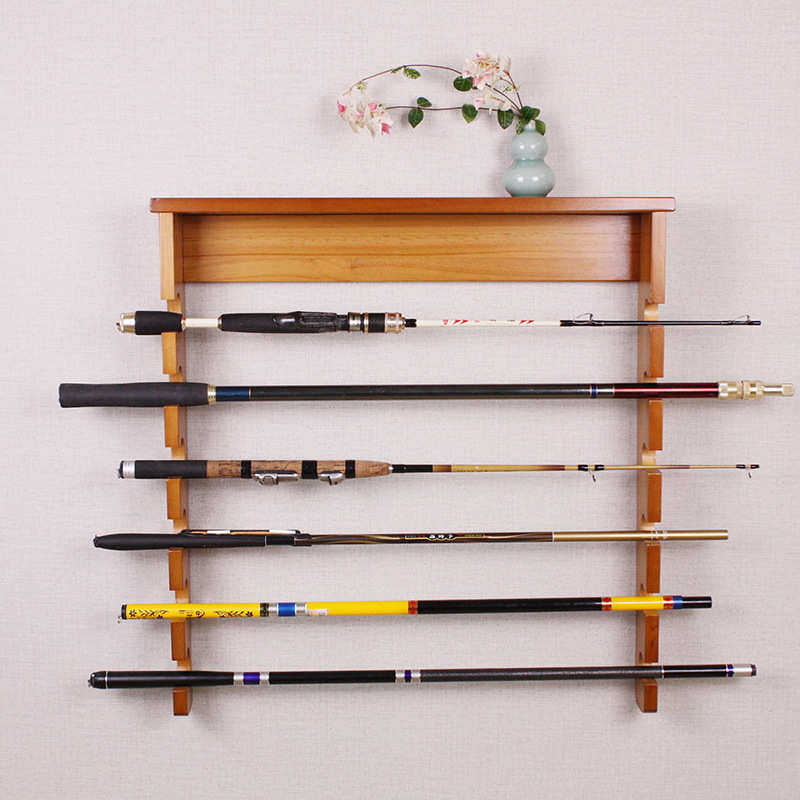 木制6位鱼竿置物架收纳架壁挂墙挂展架两用手竿摆放架家用桌上架,户外/登山/野营/旅行用品,其他垂钓用品,淘宝优惠券,粉丝福利购,淘宝优惠卷