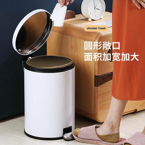 客厅垃圾桶家用不锈钢脚踏卫生桶跨境厨房卫生间垃圾桶 trash can