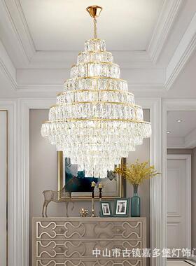 欧式晶楼吊灯厅灯奢华客大气餐水厅吊灯5809轻奢别墅酒店复式大吊