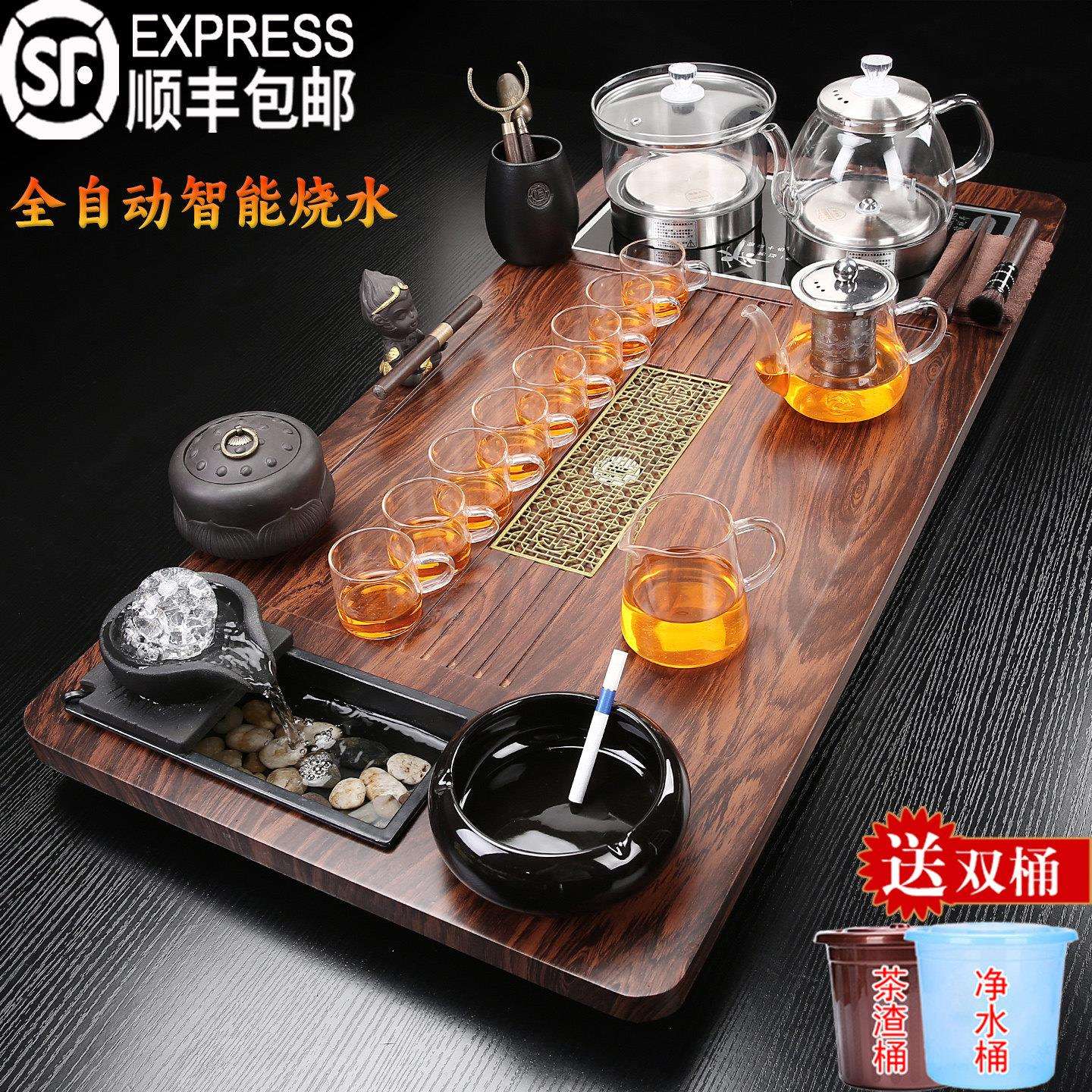 砂汝窑功夫茶具套装家用全自动一体泡LIUS012茶大号流水台生财紫