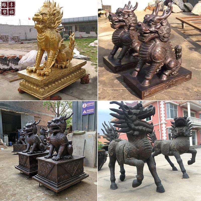 铜麒麟塑厂家型铜铸动物雕铜麒麟雕塑铜雕门口麒麟雕雕塑大银行酒