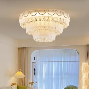 法式 水晶吸顶灯奶8160油风客厅灯现毛代网红羽后珍珠卧轻奢浪漫主