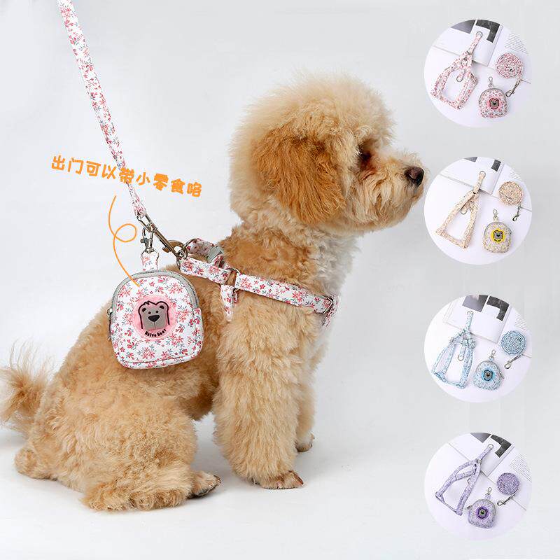 宠物用品 狗狗牵引绳 碎花高品质牵引胸背多颜色夜光外贸厂家直销