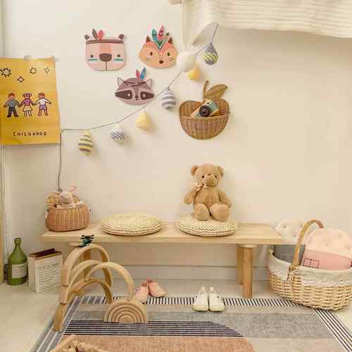 博萌实木幼儿园长条凳北欧风换鞋凳童装店鞋店民宿角落儿童椅