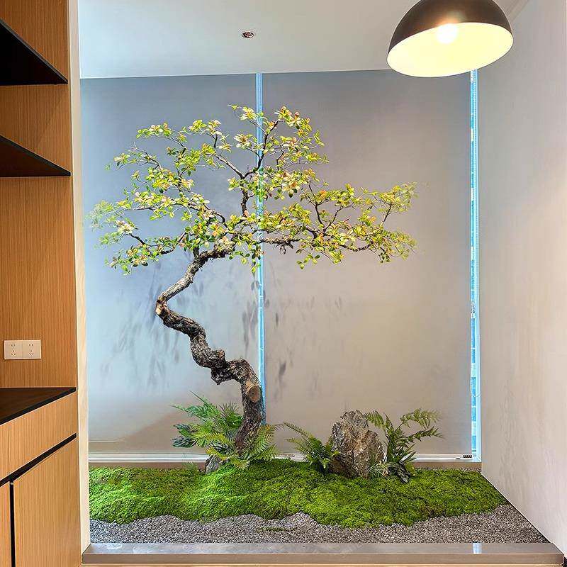 精品海岛春花仿真绿植室内装饰造景落地摆件简约植物中式茶室景观