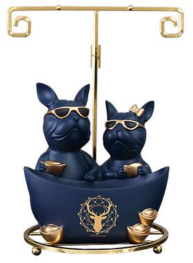 轻奢高档入户钥匙收纳摆件客厅玄关茶几酒柜装饰品个性创意法斗狗