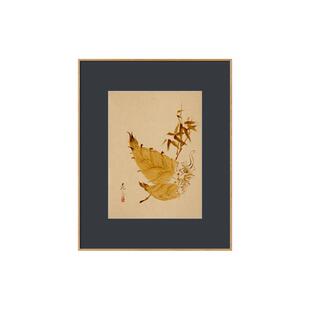 柴田是真日式新中式画中画民俗风景茶室书房餐厅植物国风装饰画