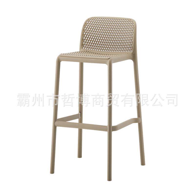 北欧设计师吧台椅现代简约轻奢塑料吧椅堆叠网红酒吧户外高脚凳子