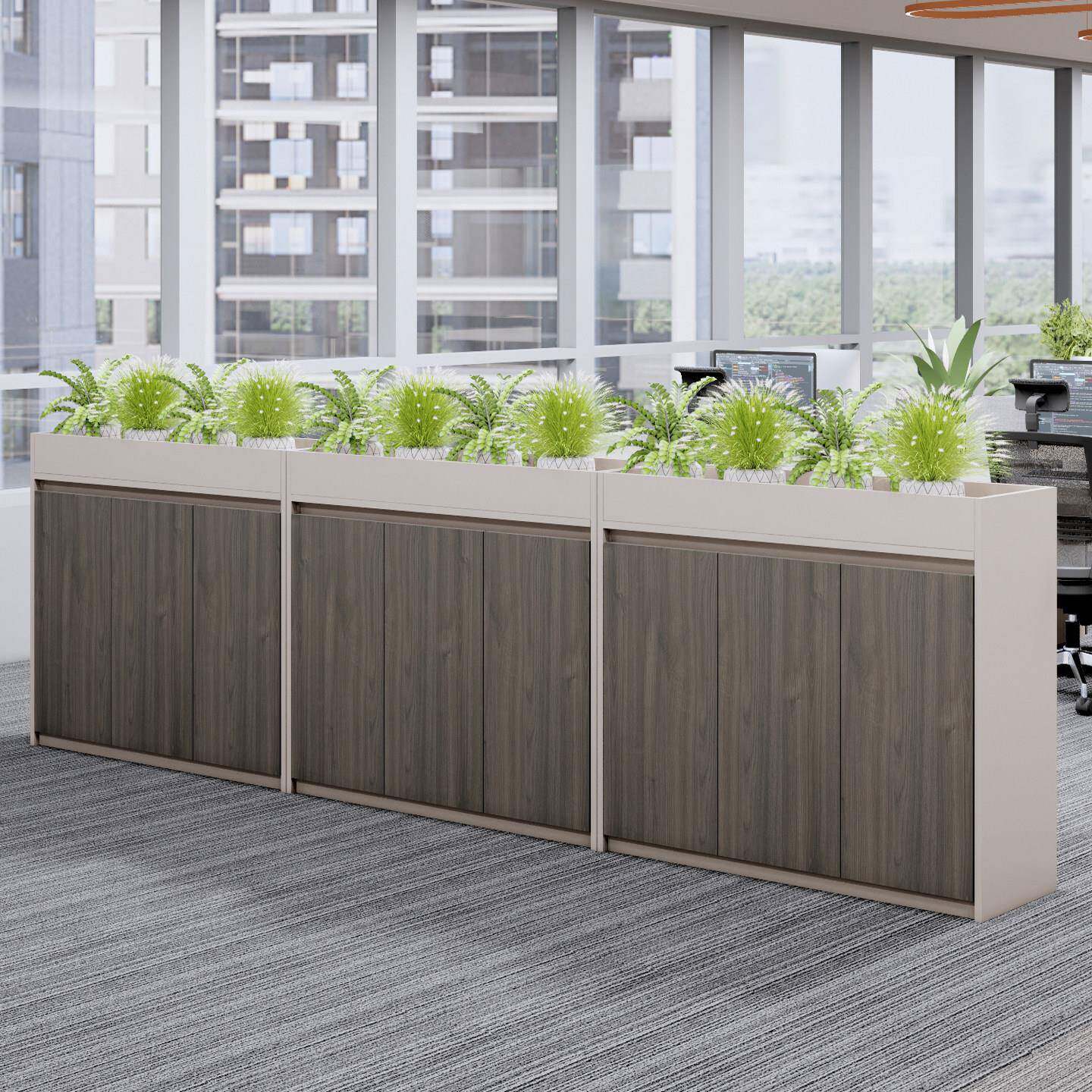 办公室隔断花槽柜环保板材储物柜学校车间组合多功能文件矮柜桌边