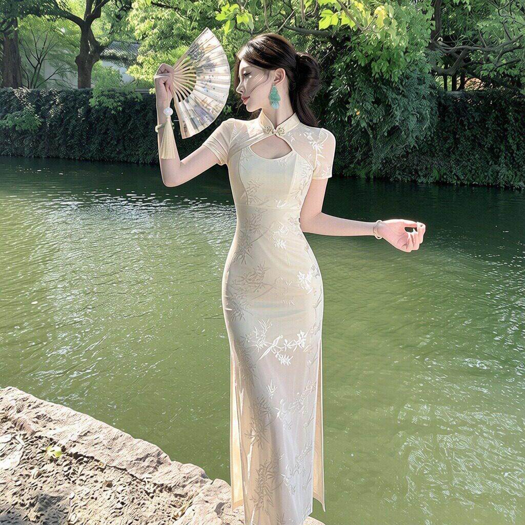 减龄旗袍连衣裙时尚包臀夜场晚礼服女足疗柔式按摩技师工作服