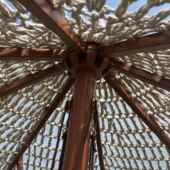 户外创意流苏庭979伞手饰编织工棉质感可调节装 木杆架宝院塔带木