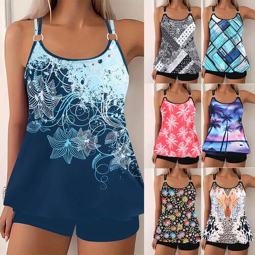 Large conservative split flat angle swimsuit