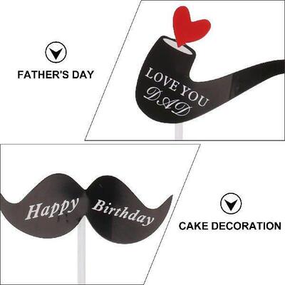 16 Pcs Cake Toppers Paper Decorations Father Day Cupcake