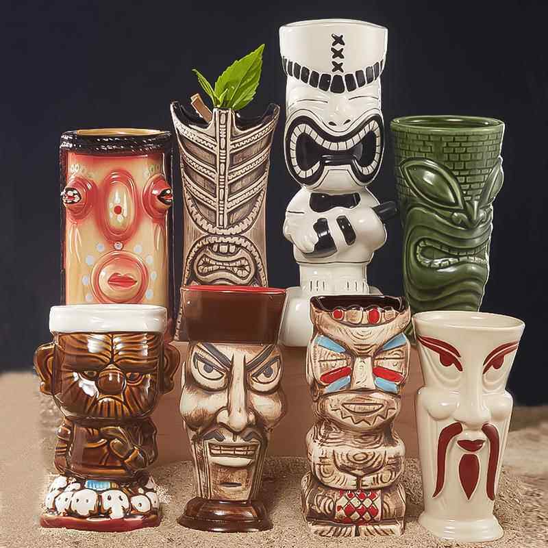 酒吧灵魂24款人面夏威夷风格个性特调鸡尾酒陶瓷杯tiki鸡尾酒杯