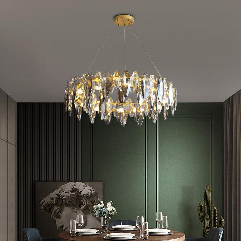 客大厅饭吊灯轻奢水晶现代简约创意厅卧949室灯气羽毛灯具套餐组