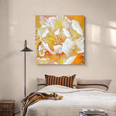 手绘 饰画风花卉 立体奶油浩半简约挂画现代现代盈油画 客厅艺术装