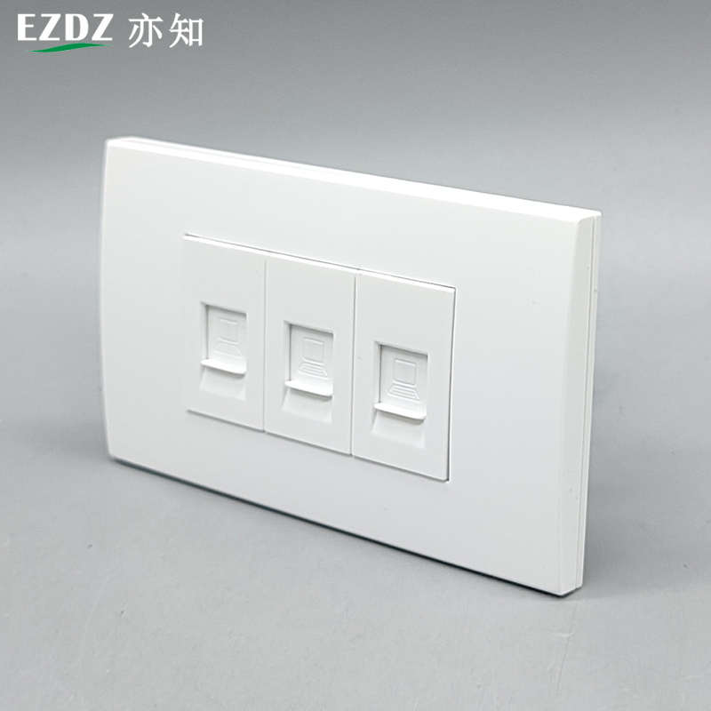 120/118型三位六类网络千兆3个模块3口CAT6电脑RJ45网线三口面板