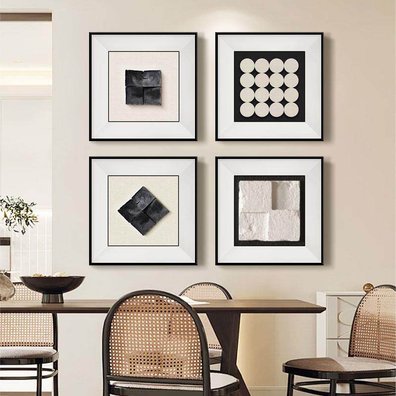 民宿酒店正方形挂画卧室床头黑白装饰画客厅现代抽象画小尺寸定制