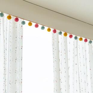 ins风多巴胺儿童房防漏光窗帘帘头免安装 窗幔飘窗幔头自粘魔术贴