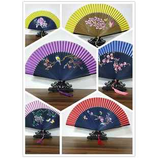 云雷工艺厂家供应优质喷绘折扇女式 扇子舞蹈扇特价