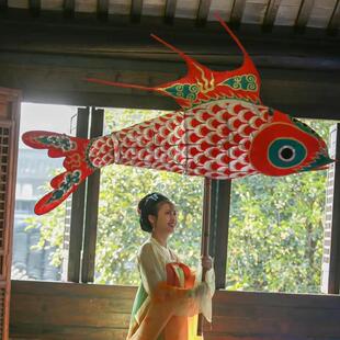 福雅手持鱼灯发光非遗手舞灯笼鱼形灯笼古装舞台影视道具餐厅装饰