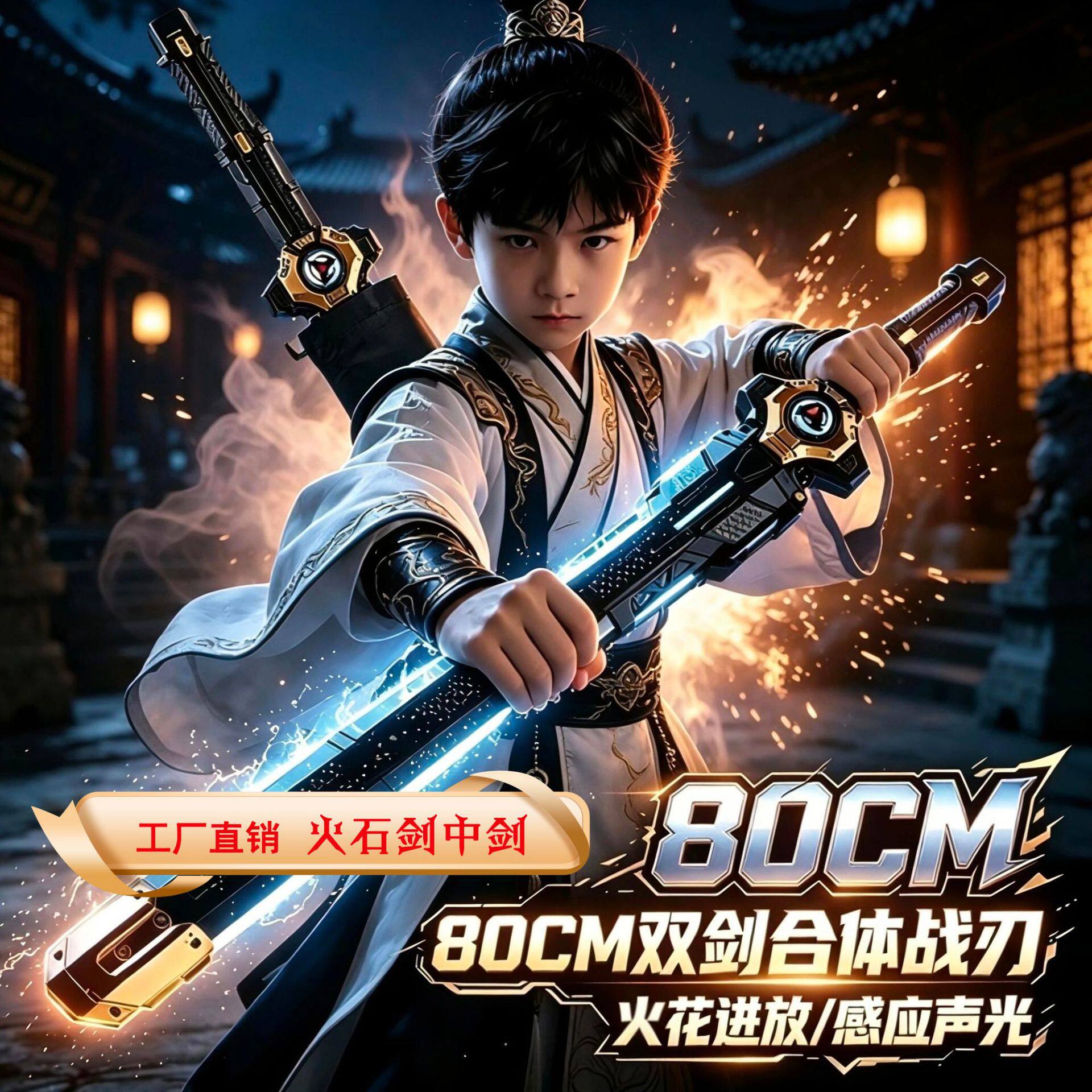 花剑火石双剑合璧喷雾发光玩具