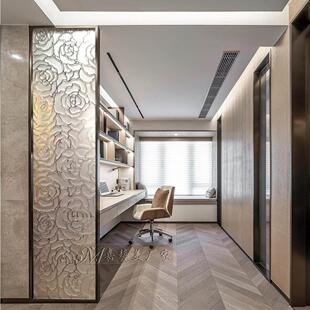 轻奢入户门玄艺术玻璃雕刻立体卧室家用隔断屏风玄关客厅现代简约