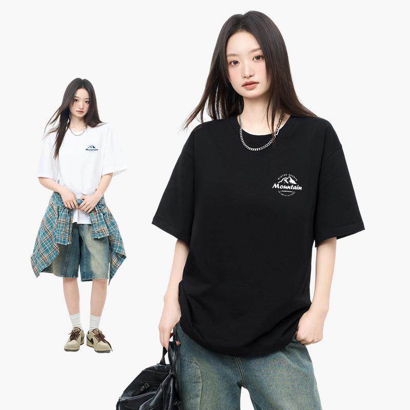 莫小仙广州服饰有限公司2026新款精梳棉印花简约纯棉短袖t恤女夏