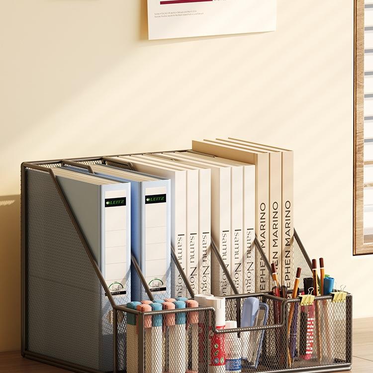 桌面收纳置物架办公桌文件收纳盒办公用品书架书立架多层金属文件