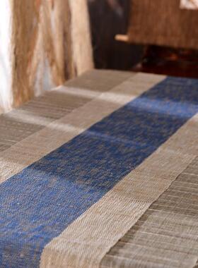 纯手工蓝色麻布 禅意茶席茶垫桌旗夏布麻布干泡茶道茶布艺定制