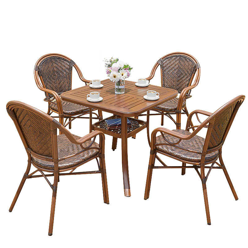 户外休闲桌椅组合别墅庭院露天阳台花园藤编家具阳光房茶几四件套