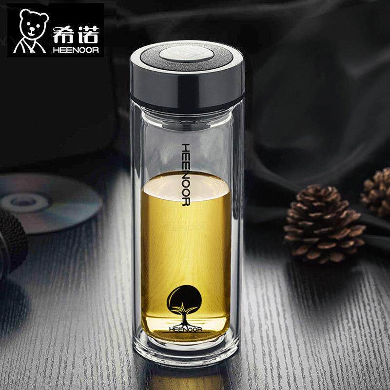 玻璃杯男士双层热水杯商务礼品泡茶女士水晶透明杯印字