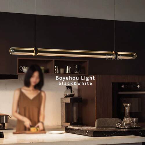 Nikola时光隧道餐厅吊灯轻奢现代茶室岛台吧台餐桌高端一字长条灯