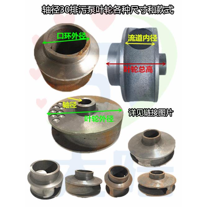 排污泵铁叶轮无堵塞 泥桨泵水叶轮全扬程污水泵叶轮 轴径30MM孔