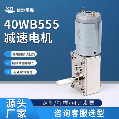 涡轮蜗杆减速电机24V直流大扭矩断电自锁12V低速微型调速电动马达