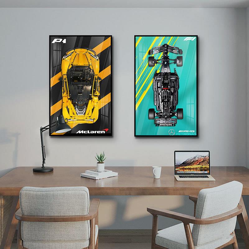 木上墙立体实物画赛车模型2A239框02D5相版男孩卧积室儿童床头LE